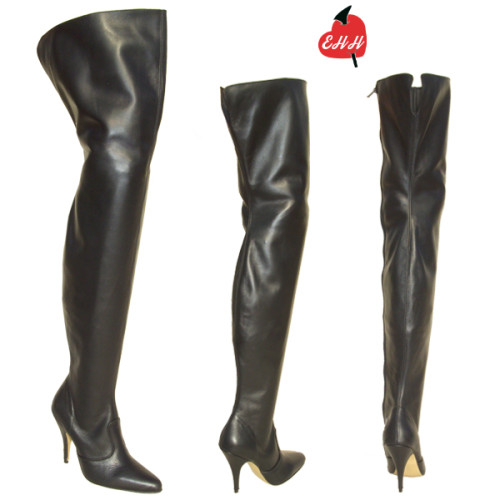 BOTAS ALTAS DE PIEL CON CREMALLERA Y TACÓN CLÁSICO (4 PULGADAS) BOTAS ALTAS DE PIEL CON CREMALLERA Y TACÓN CLÁSICO (4 PULGADAS)