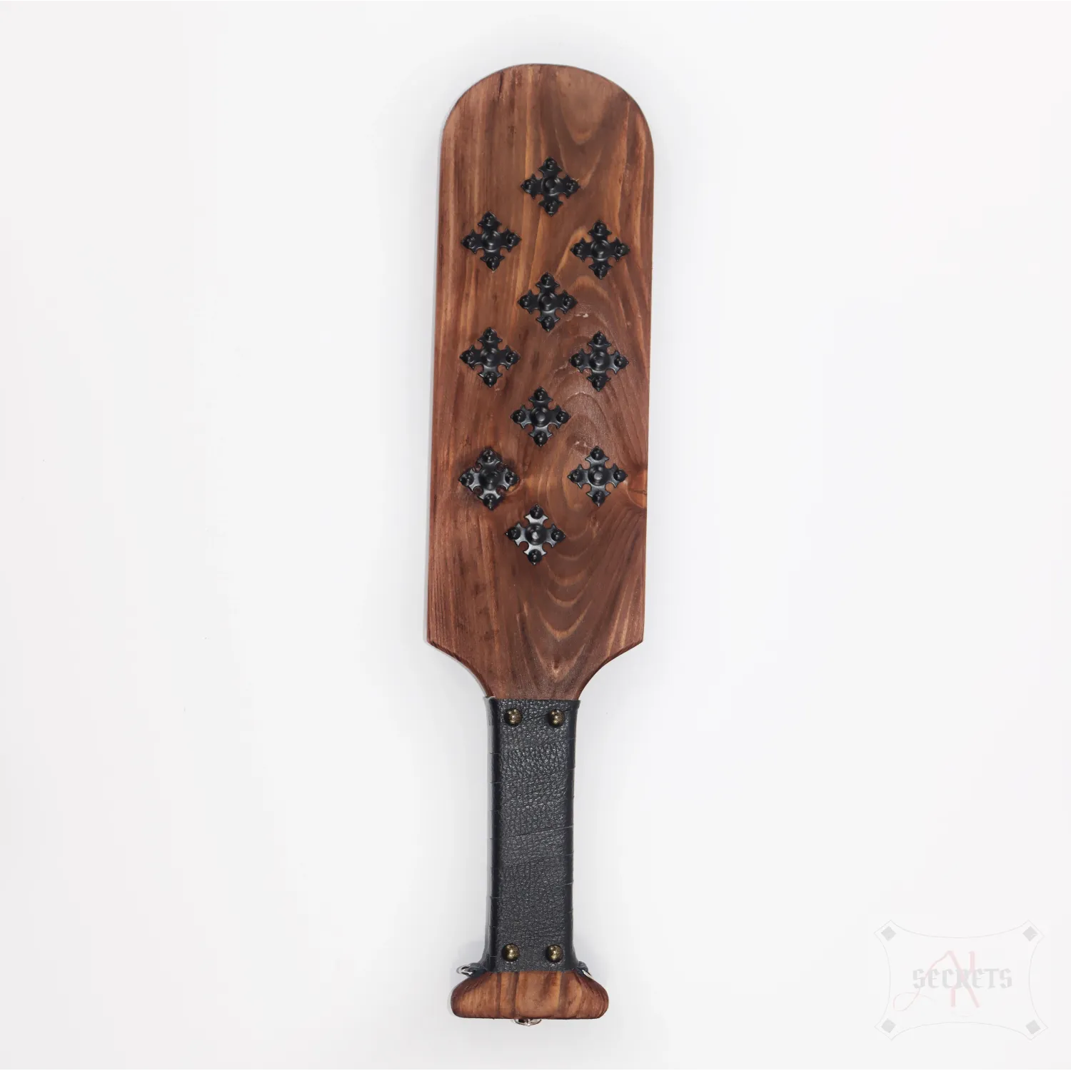 Pala Spanking Madera Mango de Cuero y Clavos 'Nogal'